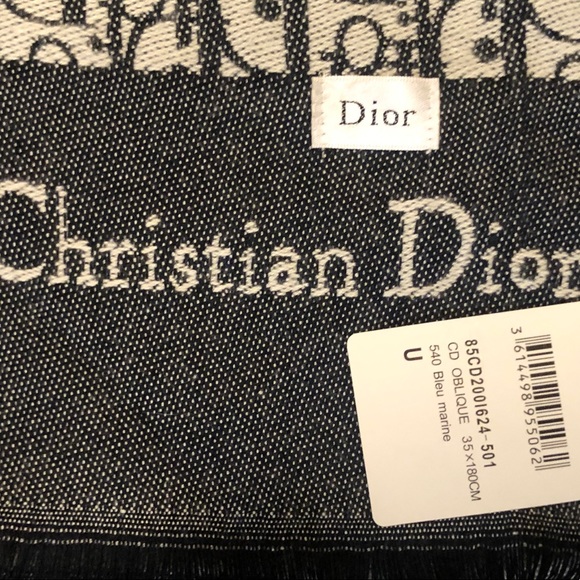 Christian Dior Oblique Bleu Marine scarf. Beautiful and so soft! Still has tags! - Picture 5 of 5